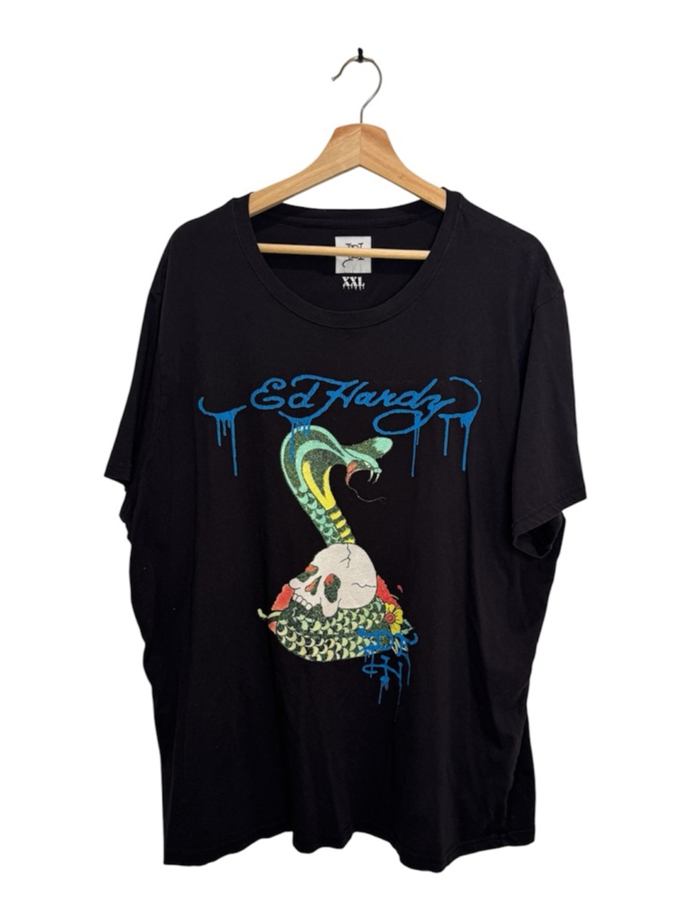 Ed Hardy XXL Snake Skull Graphic Tee Black Y2K Streetwear Orig ~$70